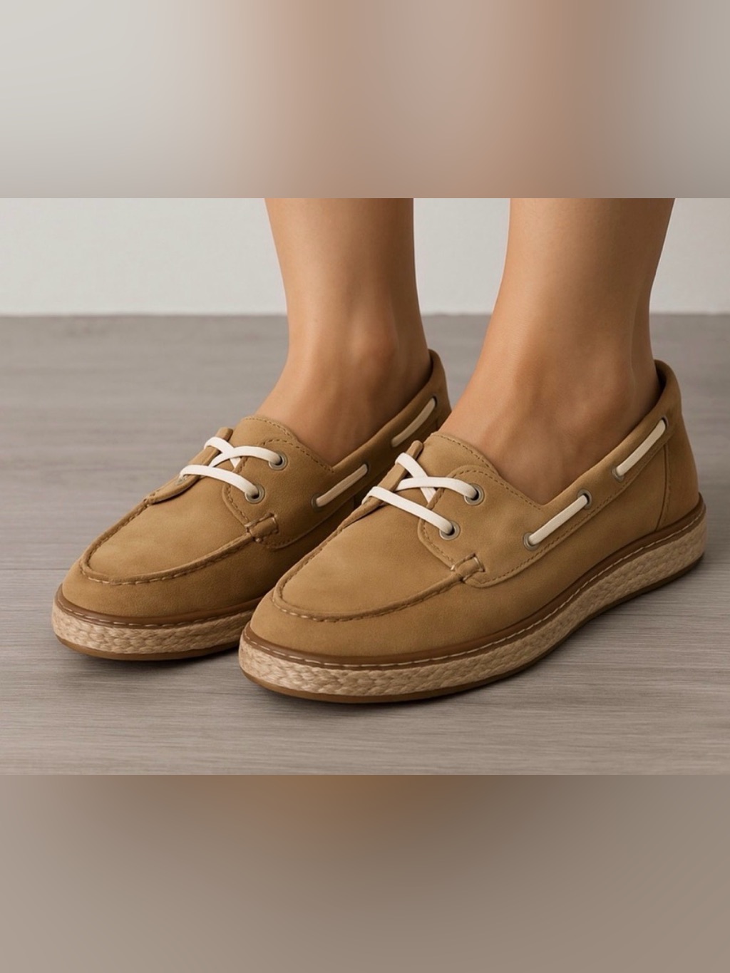 Vionic Bay Women’s Size 7.5 Tan Suede Espadrille Boat Shoes Slip-On(B70)”
